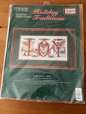 Candamar Designs Inc Counted Cross Stitch Holiday Traditions "JOY' Size 15x8"
